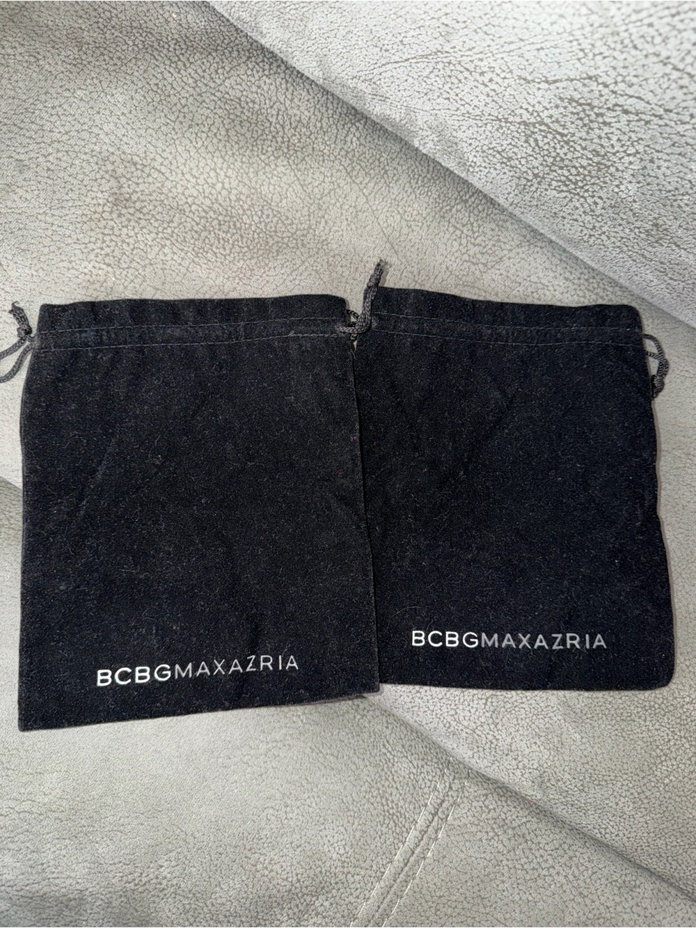BCBGMaxAzria Black Velvet Drawstring Pouches (Pair)